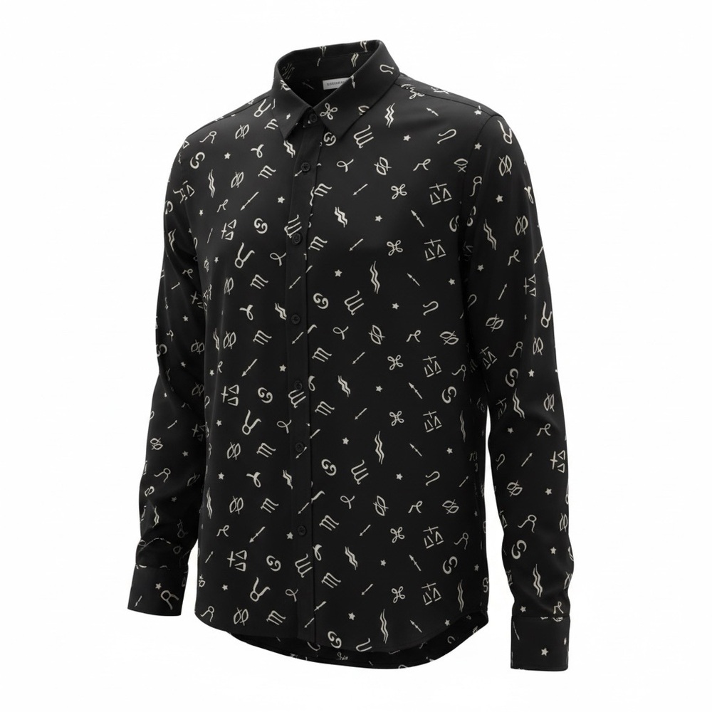 Saint Laurent black zodiac print shirt